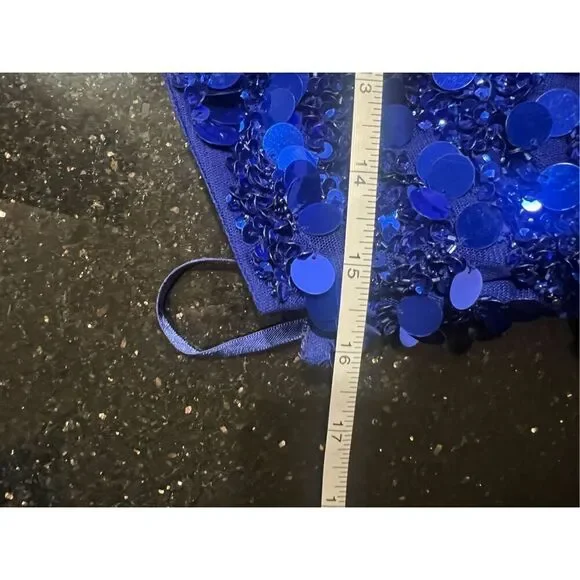 Liv Foster Sexy Beaded One shoulder Sequin Bodycon Dress in Royal Blue size 6 - Picture 3 of 4